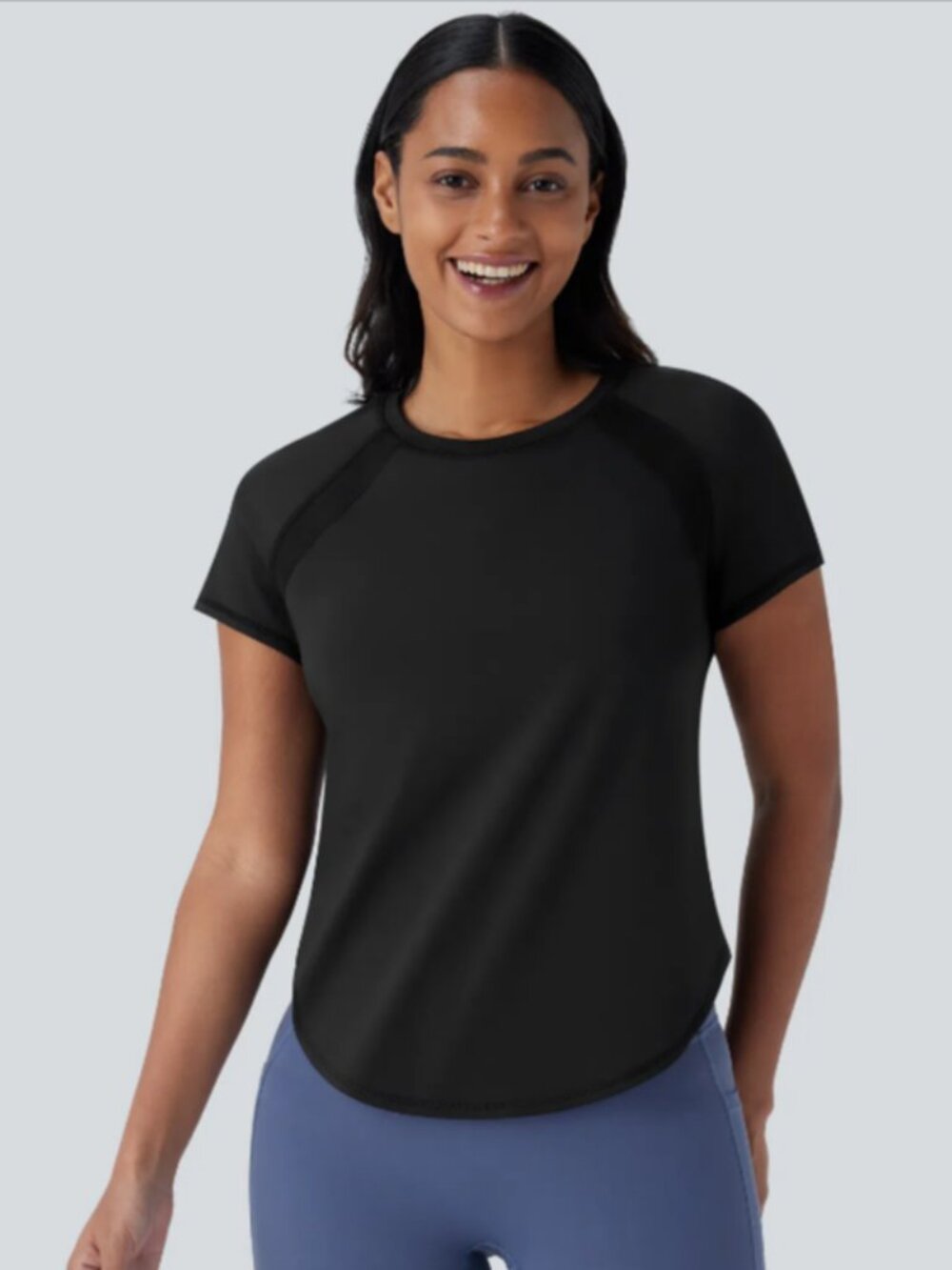 Halara SoftlyZero Mesh Sports Top Black XS fitted